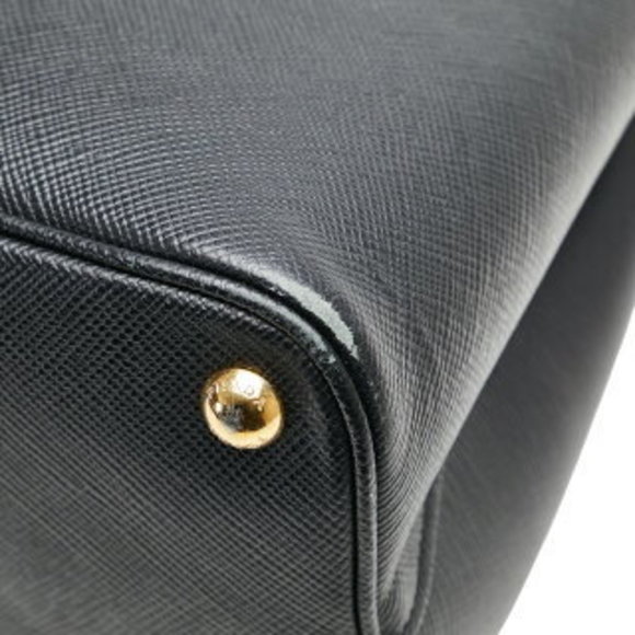 Prada Doubre Triangle Logo Plate Shoulder Bag Black Navy Blue Crocodile - Picture 7 of 10